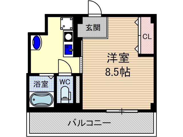 マインズ・コム南茨木(1K/4階)の間取り写真