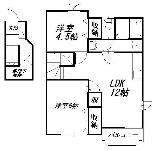 VILLA AMITY D(2LDK/2階)の間取り写真