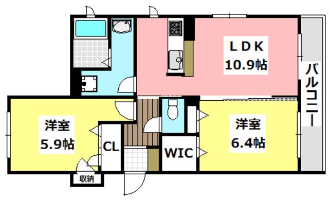 シャーメゾン南茨木(2LDK/3階)の間取り写真