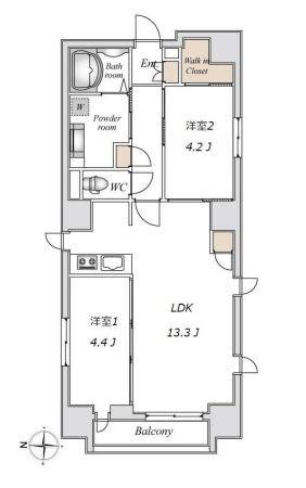 LIVEFLAT錦糸町(2LDK/3階)の間取り写真
