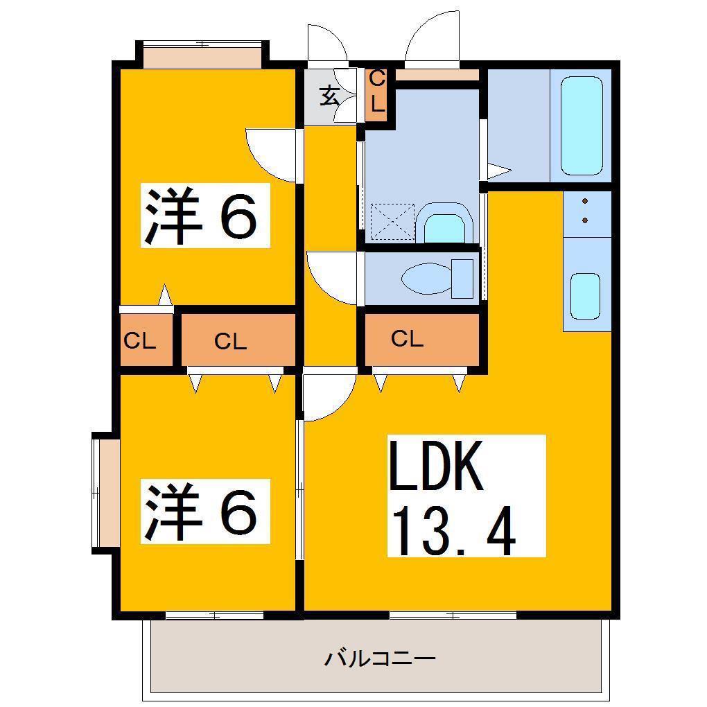 コンフォートレジデンスII(2LDK/2階)の間取り写真