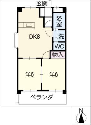EINS FREIHEIT(2DK/1階)の間取り写真