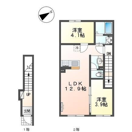 東合川アパート工事(2LDK/2階)の間取り写真