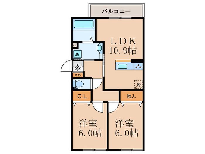 ロイヤル西野山(2LDK/1階)の間取り写真