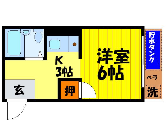 プレイス朱雀(1K/1階)の間取り写真