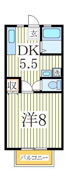第2山新ハイツ(1DK/1階)の間取り写真
