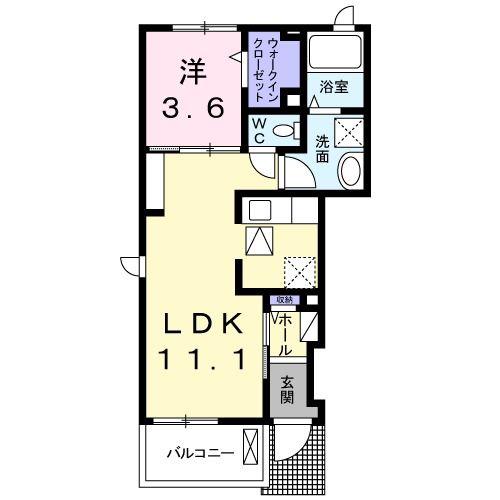 エムケイワイ レイク(1LDK/1階)の間取り写真