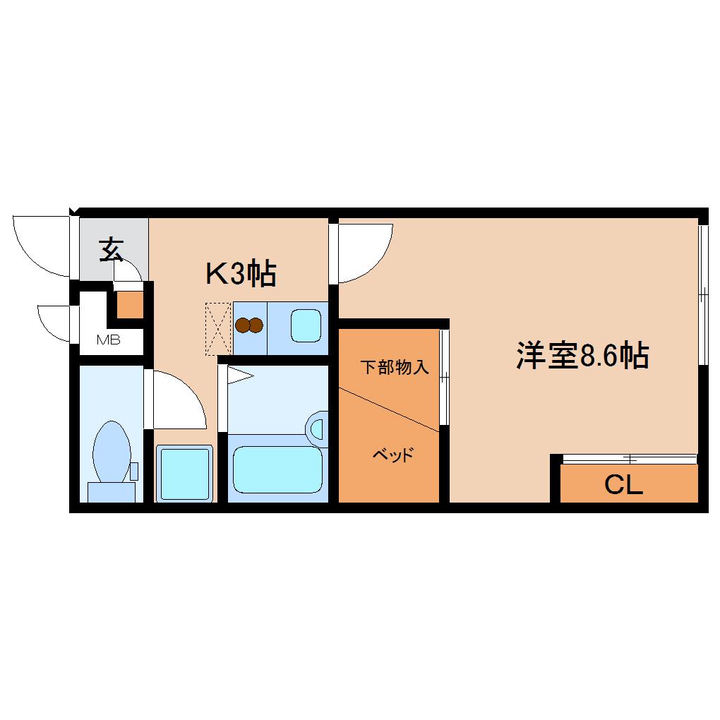 レオパレス LINDEN(1K/1階)の間取り写真