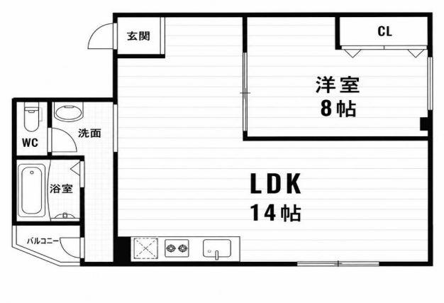 鈴江マンション(1LDK/2階)の間取り写真