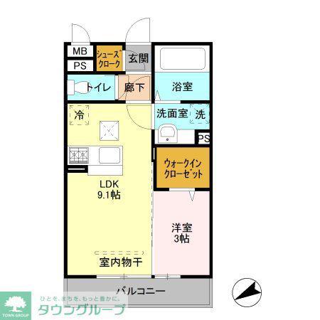 TIP TOP MASUKO(1LDK/1階)の間取り写真