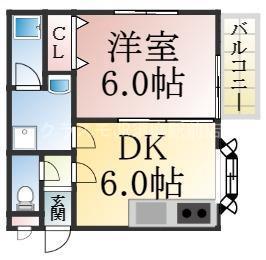 グレース一番館(1DK/2階)の間取り写真