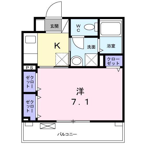ラフィネ堀之内(1K/2階)の間取り写真