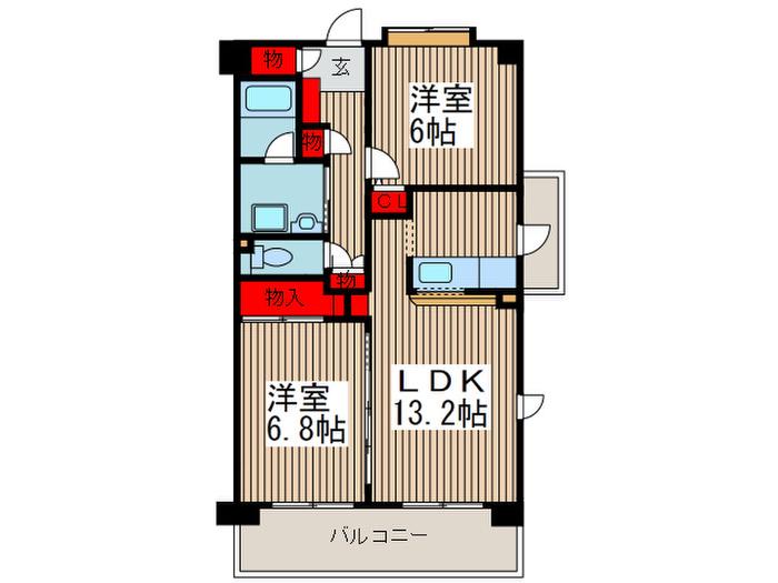 テラスコンコード(2LDK/2階)の間取り写真