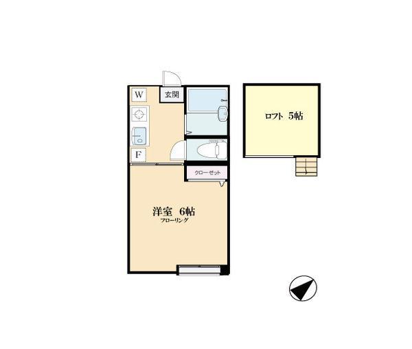 チェレステ二子玉川(1K/2階)の間取り写真