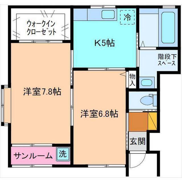 アシーラ水辺(2K/1階)の間取り写真