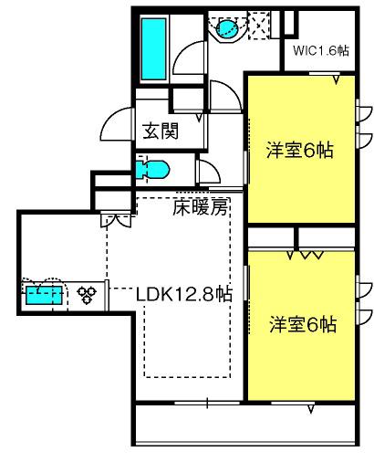 フェリチタ岸町(2LDK/3階)の間取り写真