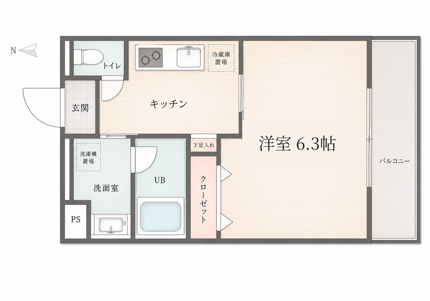 GRAND MONTAGNE(1K/2階)の間取り写真