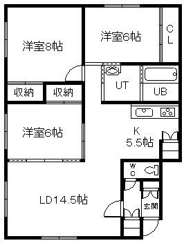 大空ハイツ(3LDK/1階)の間取り写真
