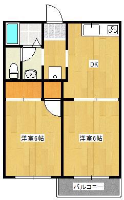 パークハイムIZUMI A(2DK/2階)の間取り写真