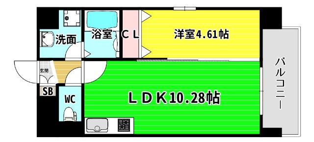 ALZA KITAHORI(1LDK/6階)の間取り写真