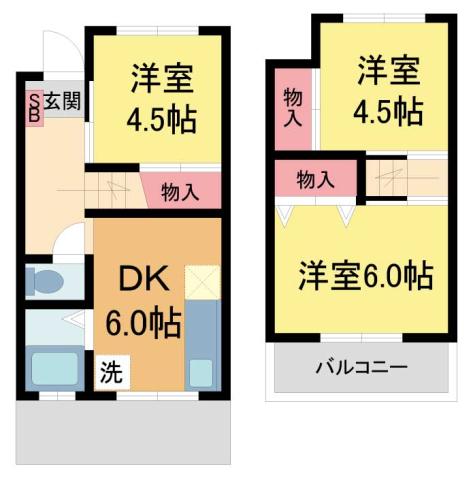 加茂4丁目4-19(3DK/1階)の間取り写真