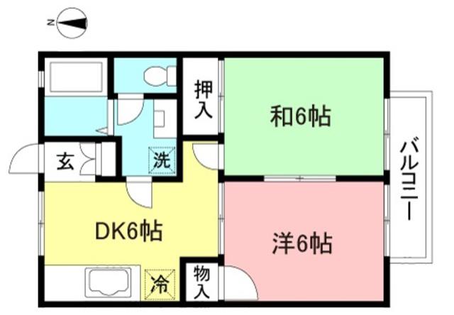ビューコート落合II(2DK/2階)の間取り写真