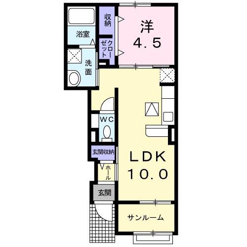 グリーンヴィラIII(1LDK/1階)の間取り写真