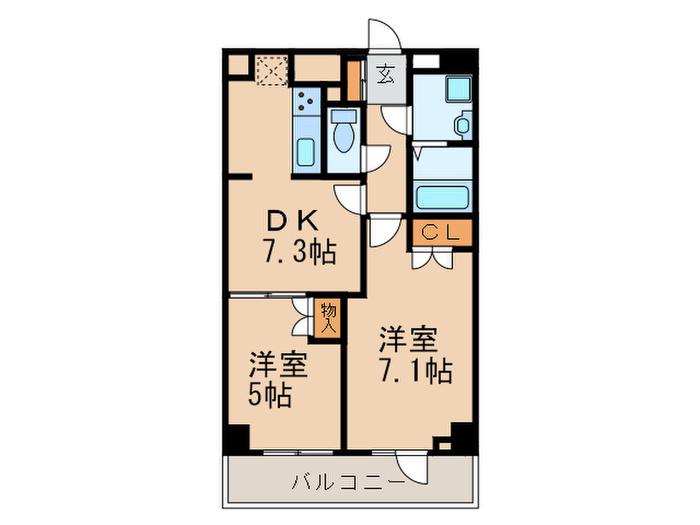 ACOLT府中緑町(2DK/3階)の間取り写真