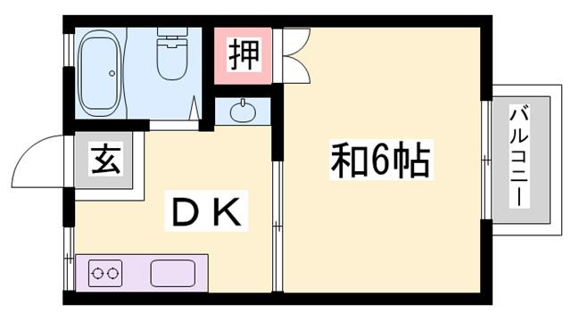 パナハイツ魚橋 S棟(1DK/2階)の間取り写真