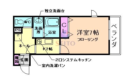 東和ビル(1K/3階)の間取り写真