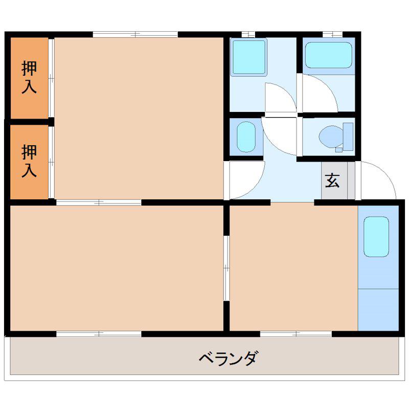 大吉マンション(2DK/3階)の間取り写真