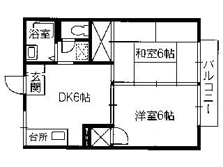 プレジール蔵王II(2DK/2階)の間取り写真