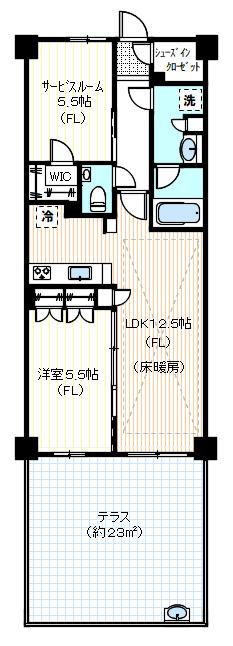 パレステージ中山II(1SLDK/1階)の間取り写真
