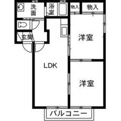 パーシモン A(2LDK/2階)の間取り写真