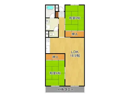 メゾンボルデロー(2LDK/3階)の間取り写真
