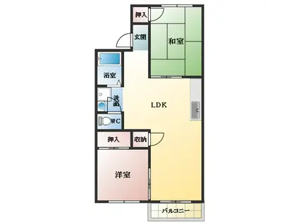 パークハイツ加太(2LDK/2階)の間取り写真