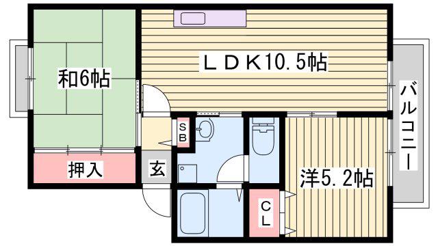 シャルマンコートB棟(2LDK/2階)の間取り写真