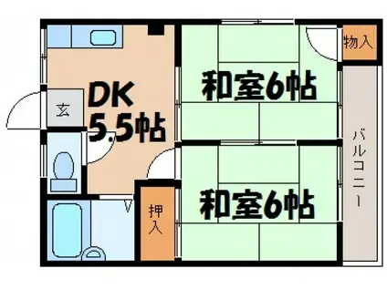 蟹原田中ビル(2DK/3階)の間取り写真