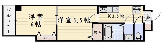 中津口センタービル(2K/9階)の間取り写真