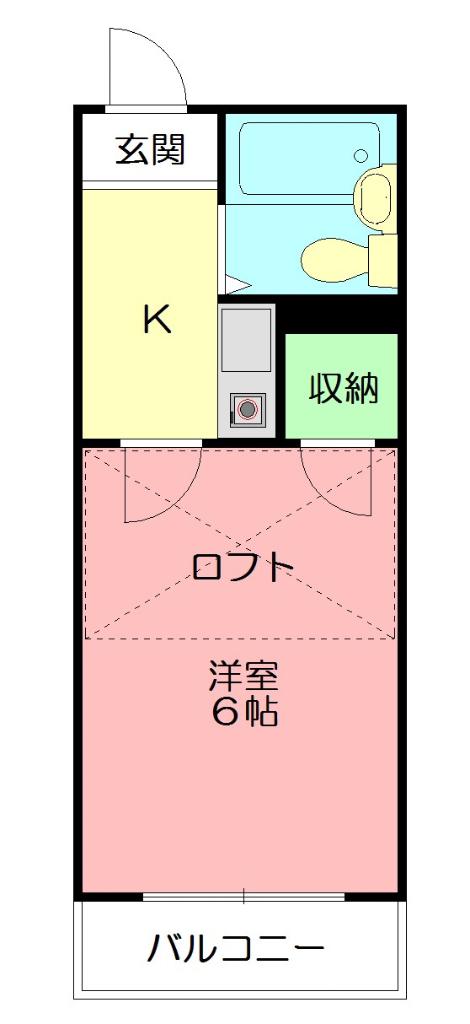 ピュアタウン落合(1K/2階)の間取り写真