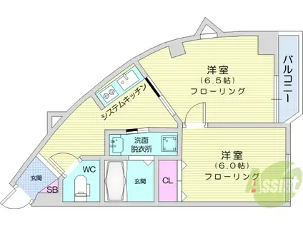 旭コアビルA棟(2K/4階)の間取り写真