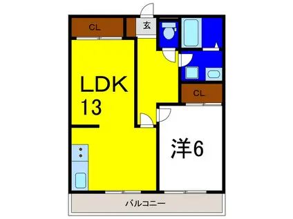 SUMITAS-VILLAGE藍住(1LDK/1階)の間取り写真