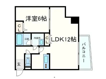 W.O.B HONMACHI-ウエスト(1LDK/2階)の間取り写真