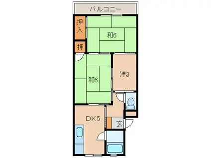 塩屋マンション(3DK/1階)の間取り写真