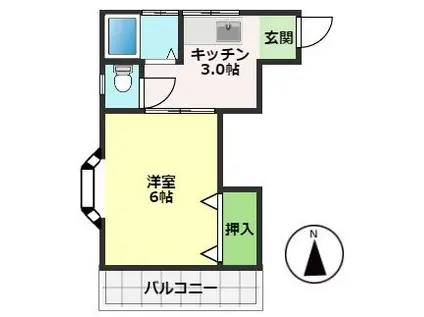 みどりハイツ(1K/2階)の間取り写真