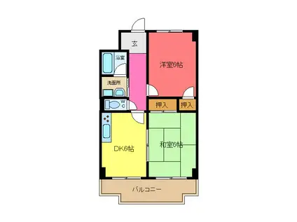 ラクール上小阪(2DK/2階)の間取り写真