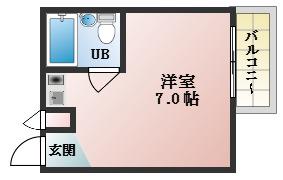 ベルエール天美(ワンルーム/5階)の間取り写真