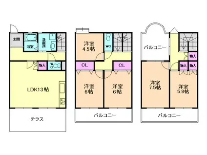シャトーサルビア(5LDK/1階)の間取り写真