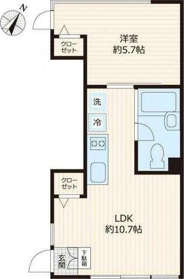 向丘・旬創館(1LDK/2階)の間取り写真