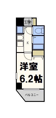 プレサンス心斎橋ザ・スタイル(1K/6階)の間取り写真
